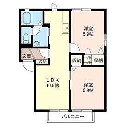 ベルメゾン 2LDKの間取図画像