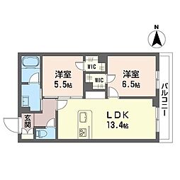アイコート 3階2LDKの間取り