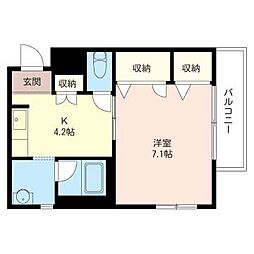 パークアベニュー 1階1Kの間取り