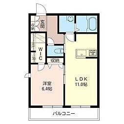 シャリテＳ武蔵野 2階1LDKの間取り