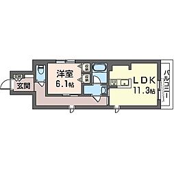 Leciel武蔵境 1LDKの間取図画像