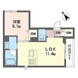 メゾン渡田新町 3階1LDKの間取り