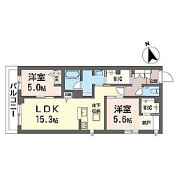オーツー 2LDKの間取図画像