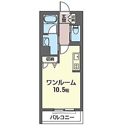 K'Crescent ワンルームの間取図画像
