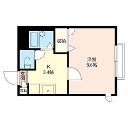ロアアーチ 1Kの間取図画像