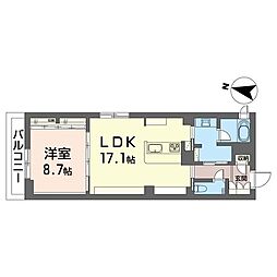 マーズ中央 3階1LDKの間取り