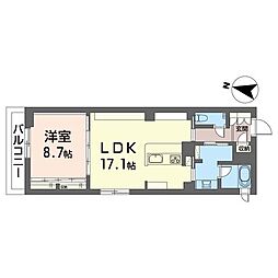 マーズ中央 3階1LDKの間取り