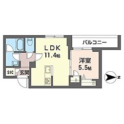 ヴォーラ三郷中央 1LDKの間取図画像