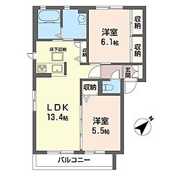 ラ・ルミナス2 2LDKの間取図画像