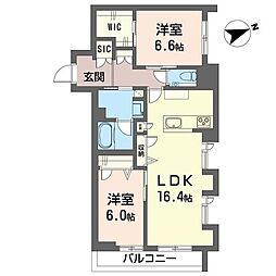 ルピナスI 2階2LDKの間取り