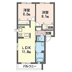 シャーメゾンエノモト　I 1階2LDKの間取り