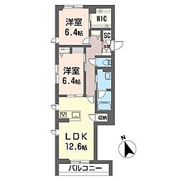 クレファヴォーレ 2LDKの間取図画像