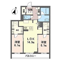 バッカスコート 2LDKの間取図画像