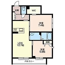 オクト 2LDKの間取図画像