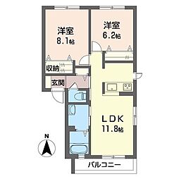 シャーメゾン・エノモト1 2LDKの間取図画像