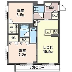 フォレナ森の台 2LDKの間取図画像