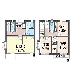 ウエストヒルズB 3LDKの間取図画像