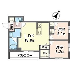 シャーメゾンMIU1 2LDKの間取図画像