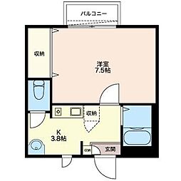 ティアナS 1Kの間取図画像