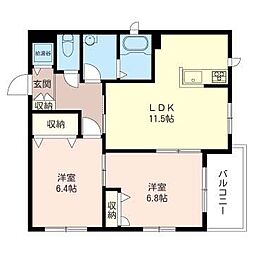 パークサイド・トノマチ 2LDKの間取図画像