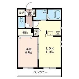 輝きの杜 1LDKの間取図画像