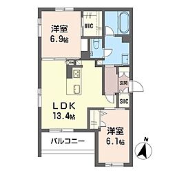 トラストメゾン武蔵小杉 2LDKの間取図画像