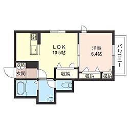 ルポゼ武蔵小杉 1LDKの間取図画像