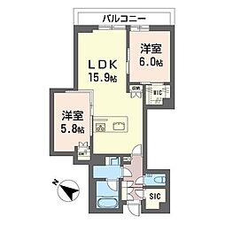 田島ビル 2LDKの間取図画像