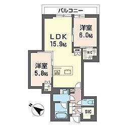 田島ビル 2LDKの間取図画像