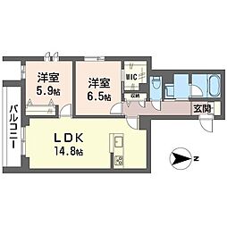 グラン ノアール 2LDKの間取図画像