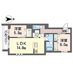 グラン ノアール 2LDKの間取図画像