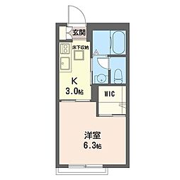 プロシード青葉台 1Kの間取図画像
