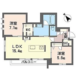エクラージュ 2LDKの間取図画像