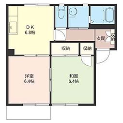 ベルシャイン 2DKの間取図画像
