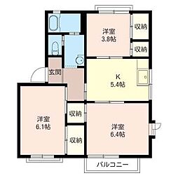 アネックス五月台 3Kの間取図画像