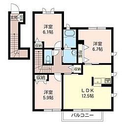 シルキー・ブランチA 3LDKの間取図画像