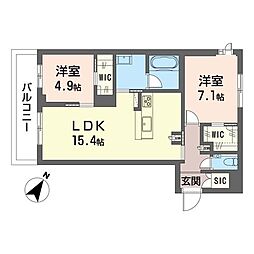 王禅寺の杜 2LDKの間取図画像