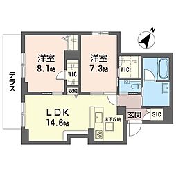 王禅寺の杜 2LDKの間取図画像