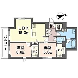 グラン・ノワール 2LDKの間取図画像