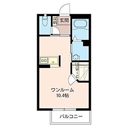 くまの森ガーデンA ワンルームの間取図画像