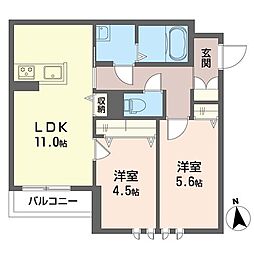 ボヌール 2LDKの間取図画像