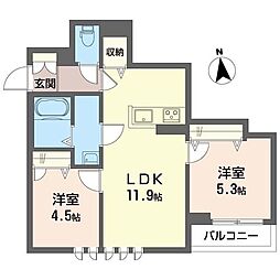 ボヌール 2LDKの間取図画像