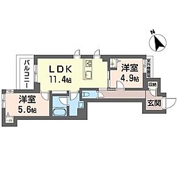 La Villa 湘南辻堂 2LDKの間取図画像
