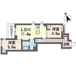 La Villa 湘南辻堂 2LDKの間取図画像