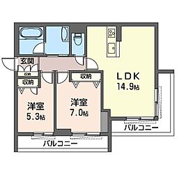 アメニティーなかにし5 2LDKの間取図画像