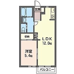 YMAハイツA 1LDKの間取図画像