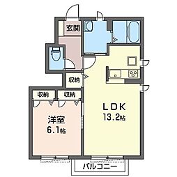 グリーンゲイブルズ 1LDKの間取図画像