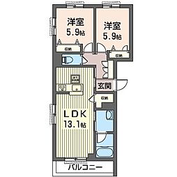 ブルームステージ蘇我 2LDKの間取図画像