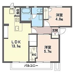 シェリールB 2LDKの間取図画像