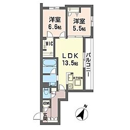 アンシャンテ 2LDKの間取図画像